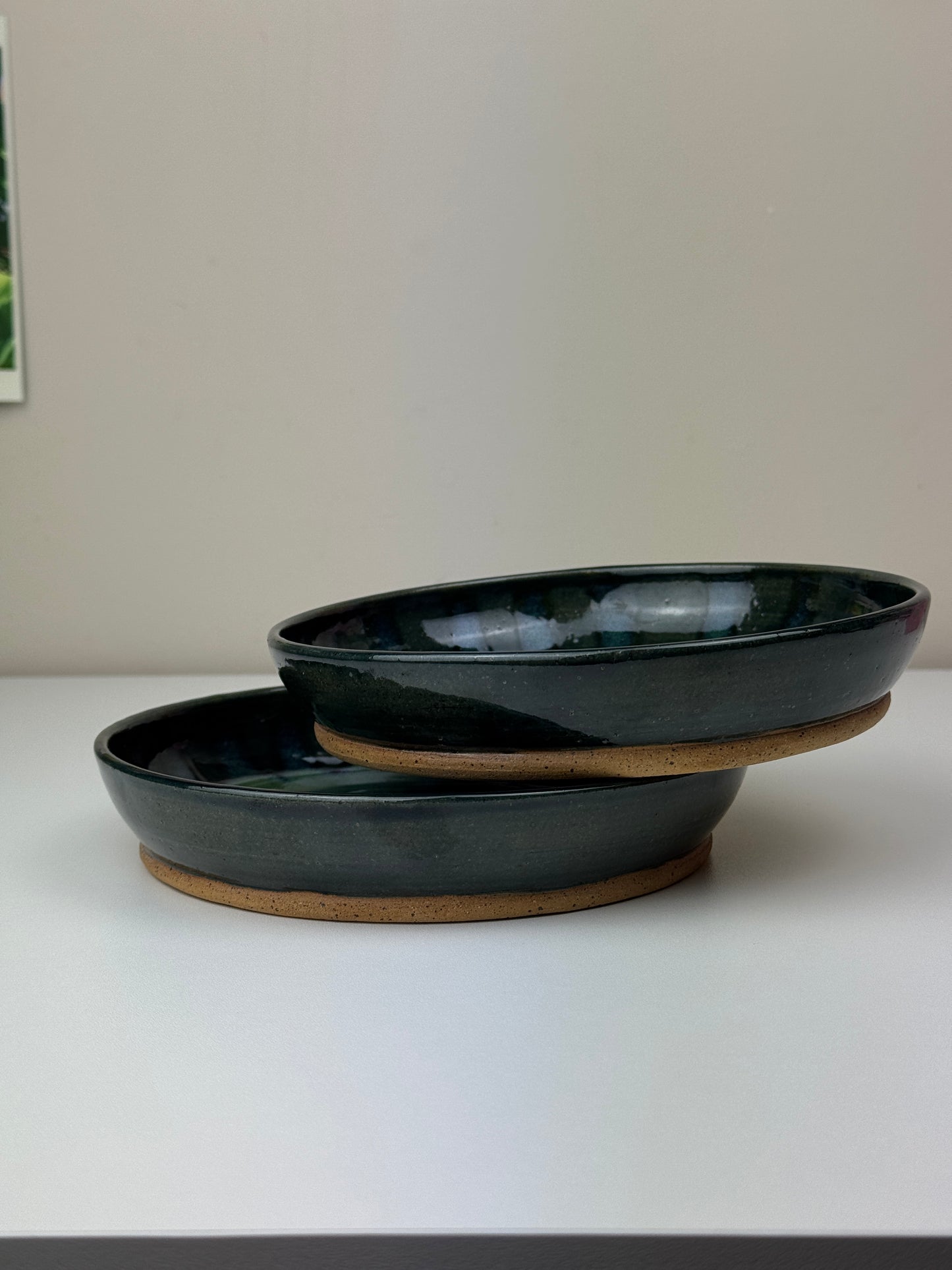 Dark Blue & Green Swirl Pasta Bowl Set