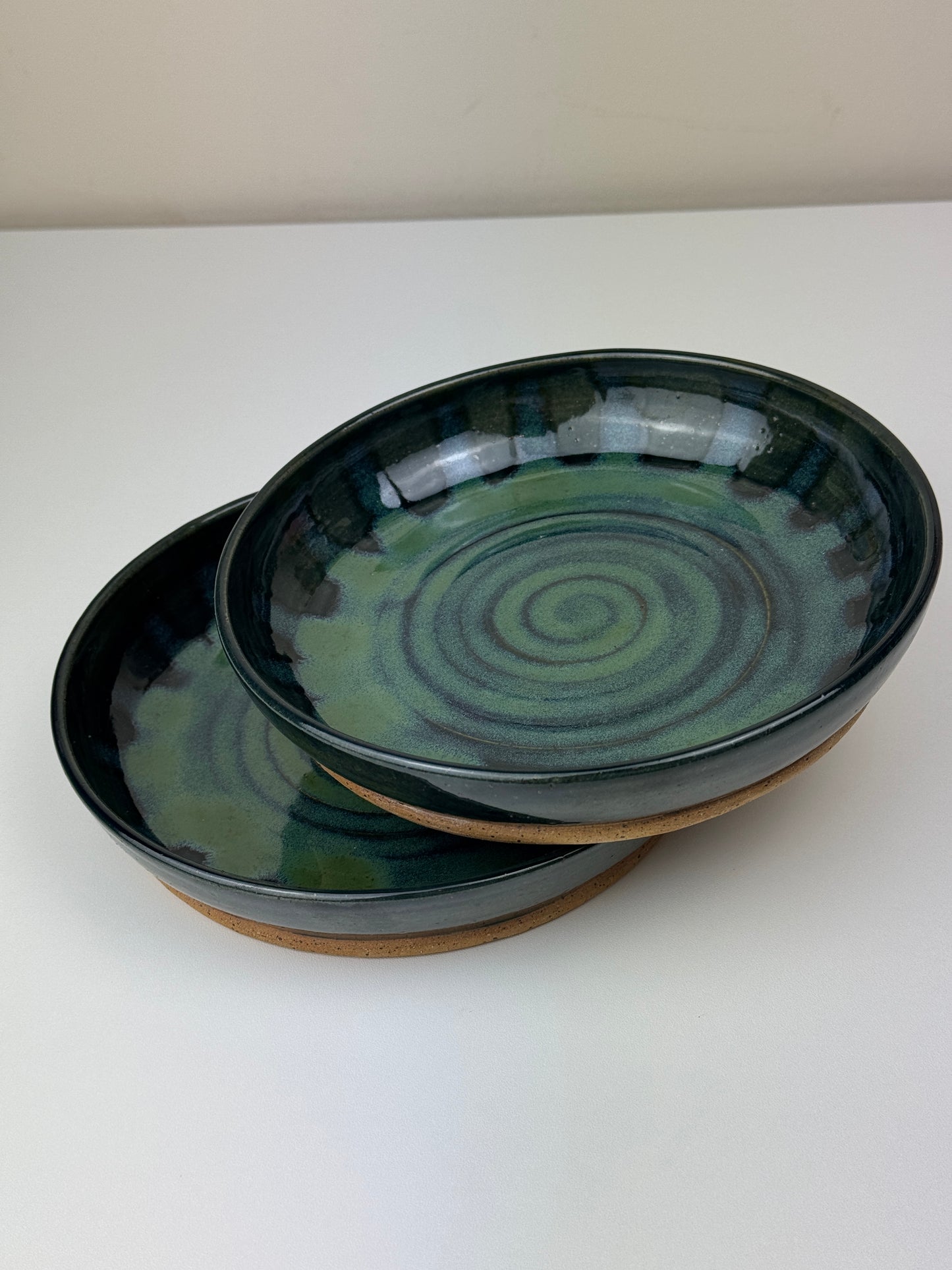 Dark Blue & Green Swirl Pasta Bowl Set