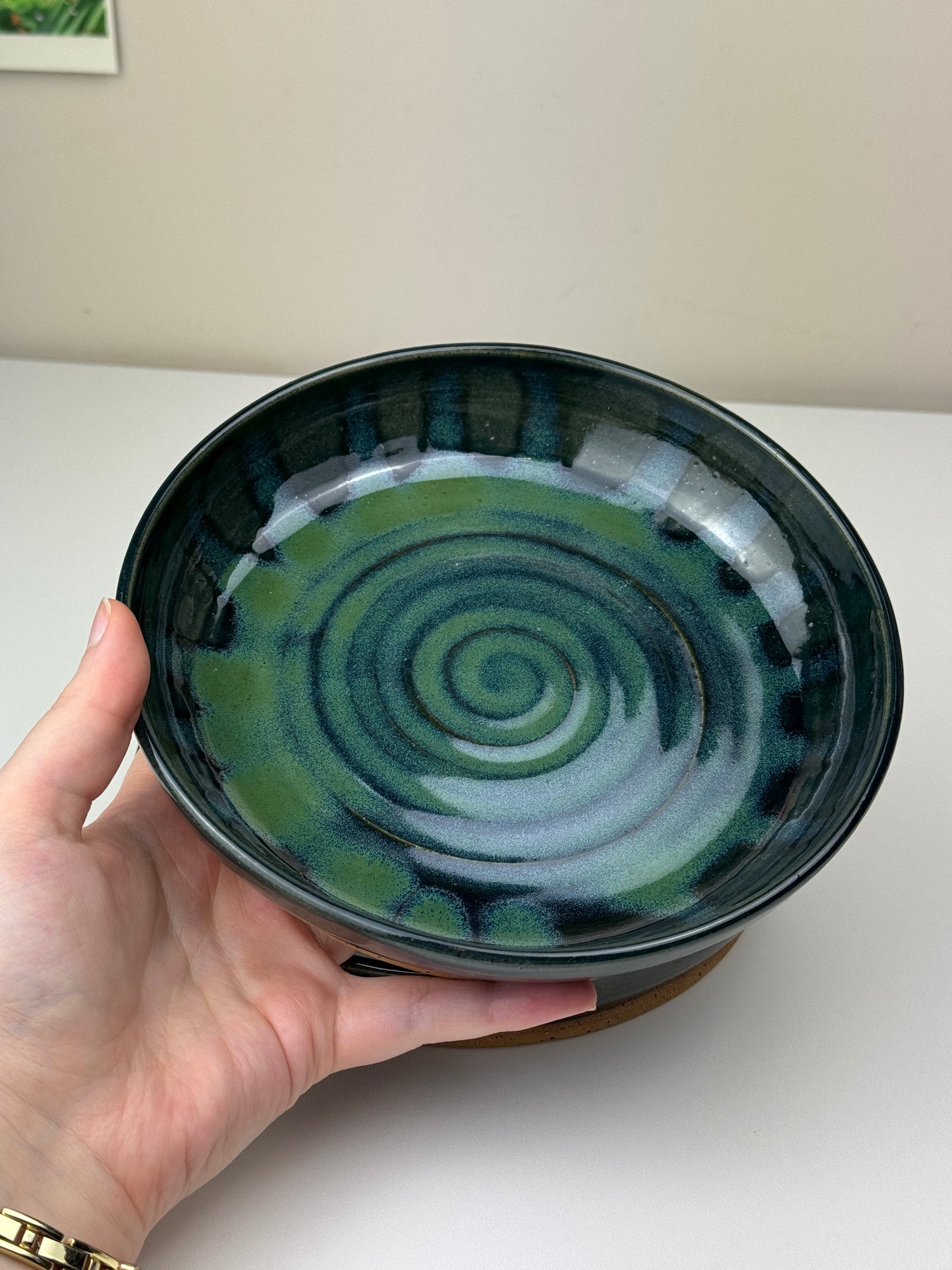 Dark Blue & Green Swirl Pasta Bowl Set