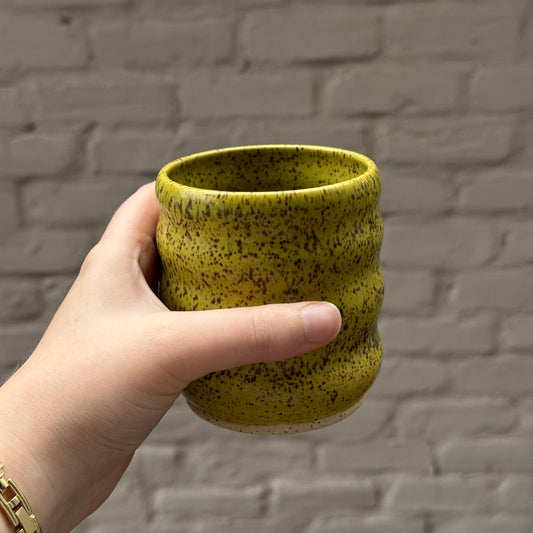 Speckled Green Wavy Cup