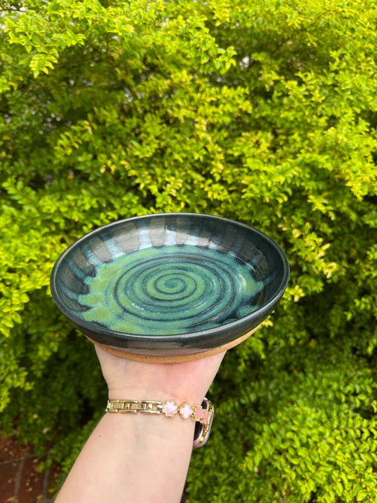 Dark Blue & Green Swirl Pasta Bowl Set